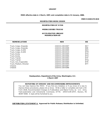 MWO-9-2320-272-20-8 Technical Manual